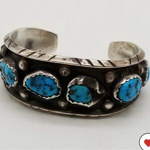 Rare Hopi Silver/Turquoise Cuff Bracelet